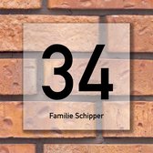 Naambordje voordeur - naambordjes - naambordje voordeur met huisnummer - naambordje huisnummer - 15x15cm - Plexiglas (transparant) - zonder afstandhouders/borgaten | Vierkant, variant #20