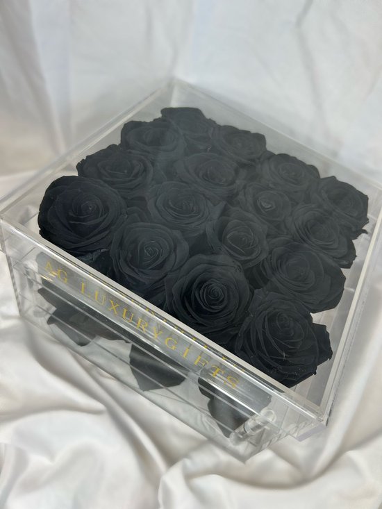 AG Luxurygifts long life rozen - forever roses - flower box - black - zwart - Moederdag - Valentijnsdag - luxe cadeau - acrylic box - rozen - bloemen - cadeau tip