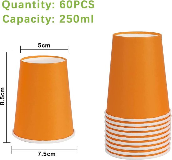 Commerline 100 stuks 200ml/8oz koffiebekers to go | Papieren bekers