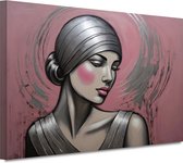 Vrouw schilderijen - Portret wanddecoratie - Muurdecoratie Hoofddoek - Vintage schilderij - Schilderijen op canvas - Woondecoratie 150x100 cm