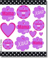 Moederdag Cadeaustickers - Stickervel Hartjes Mama - 11 stuks - Leuk Inpakken