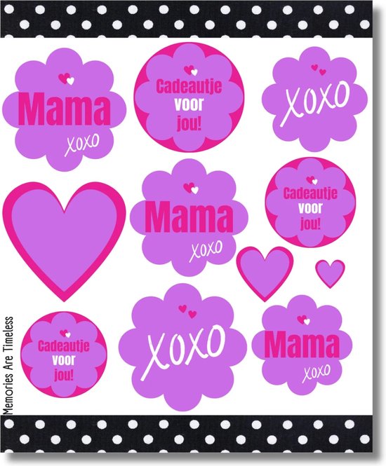 Foto: Moederdag cadeaustickers stickervel hartjes mama 11 stuks leuk inpakken