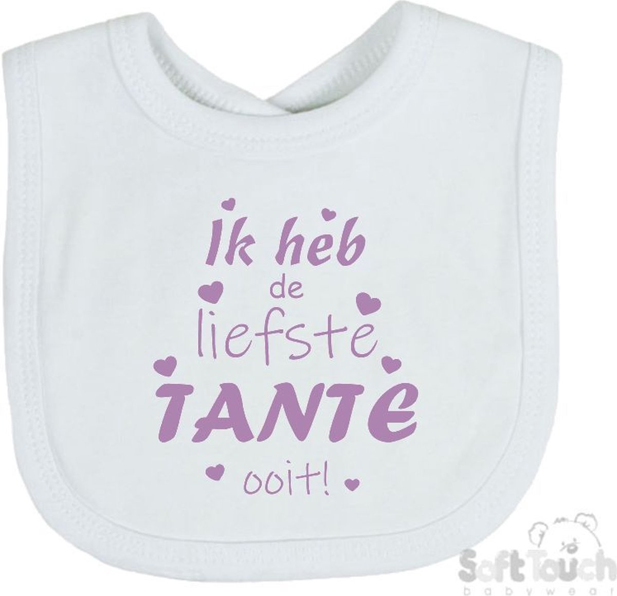 Goedkoopste Soft Touch Slabber Slabbetje Slab Ik heb de liefste TANTE ooit! Unisex Katoen Wit/lila Maat 33x22 Cm
