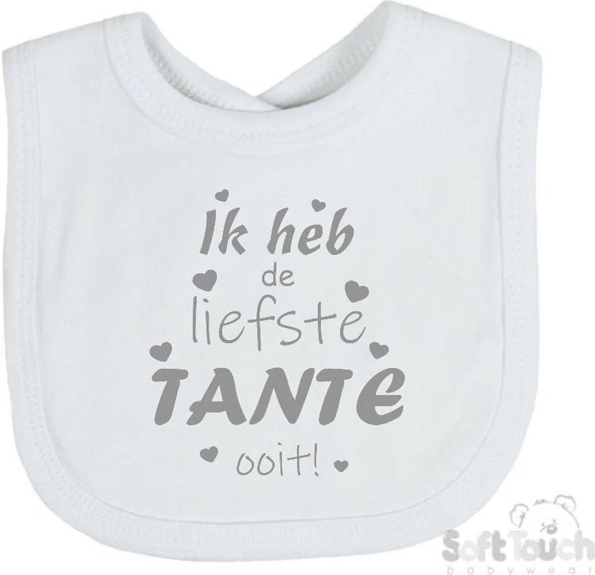 Goedkoopste Soft Touch Slabber Slabbetje Slab Ik heb de liefste TANTE ooit! Unisex Katoen Wit/grijs Maat 33x22 Cm