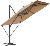 Signature Home XL parasol UV-bescherming - zweefparasol 360° draaibaar - UPF 50+ - tuinparasol - kantelhoek verstelbaar - met zwengel - kruisvoet - camel bruin - 270 x 270 cm