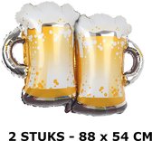 Allernieuwste.nl® 2 STUKS Opblaasbare Bier Glazen - Bierpullen - Feest - Folie Helium Ballon Bier glas - 2 Stuks