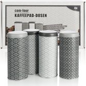 Opbergdoos voor koffiepads - Decoratieve box met 2 designs in 2 kleuren (Set van 4)