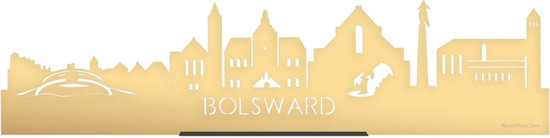 Standing Skyline Bolsward Goud Metallic - 40 cm - Woon decoratie om neer te zetten en om op te hangen - Meer steden beschikbaar - Cadeau voor hem - Cadeau voor haar - Jubileum - Verjaardag - Housewarming - Aandenken aan stad - WoodWideCities