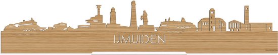 Standing Skyline IJmuiden Bamboe hout - 60 cm - Woondecoratie design - Decoratie om neer te zetten en om op te hangen - Meer steden beschikbaar - Cadeau voor hem - Cadeau voor haar - Jubileum - Verjaardag - Housewarming - Interieur - WoodWideCities