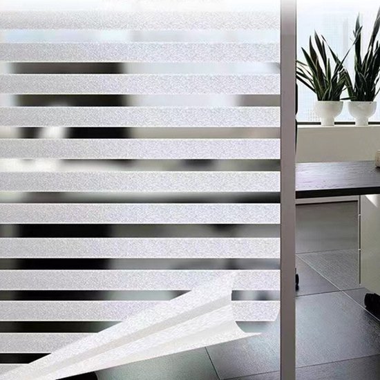 Zelfklevende Elektrostatische Glasfolie - Premium Streepdesign- Privacygarantie, Hoge Lichtdoorlatendheid & Eenvoudige Installatie 90x200cm
