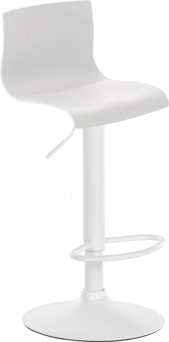 CLP Hover Barkruk - Met rugleuning - Voetsteun - Kunststof - wit/wit