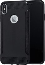 Luxe Apple iPhone XS Max hoesje – Zwart – Hoogwaardig TPU Carbon Fiber Case – Shockproof Cover