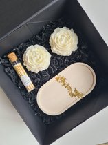Pioenrozen kaars in giftbox -Giftbox, cadeaubox, kaarsen set - Gift moeder - Mamagift - Mama cadeaudoos