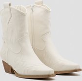 SmileFavorites® Dames Cowboylaarzen met Hak Kort - Wit - Imitatieleer - Maat 38