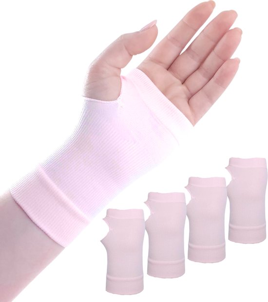 Foto: U fit one pols compressie sleeve 4 stuks polsbandage wrist support compressie handschoen rsi ondersteuning versteviging roze