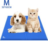Himaly Premium Koelmat hond en katt - M 65 x 50 cm - Anti-slip en Non-flow Coolgel - Koeling mat voor huisdieren - Blauw