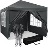 BMetics - Party Tent - Opvouwbaar - EasyUp - Paviljoen voor Buiten - Tuinfeest - 3x3m - Waterdicht - UV Bestendig - Grijs