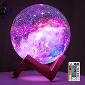 Lampe lune 3D avec télécommande et minuterie - 16 couleurs - Sans fil - Veilleuse enfants - Lampe lune - Lampe lune