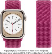 Paars / Roze Nylon Horloge Bandje Geschikt voor Apple Watch 1, 2, 3, 4, 5, 6, 7, 8, SE & Nike+, 38mm, 40mm & 41mm "Vrouwenbreedte" Series - Zacht Geweven Nylon - 38 mm, 40 mm en 41 mm - purple - pink - Maat: zie maatfoto