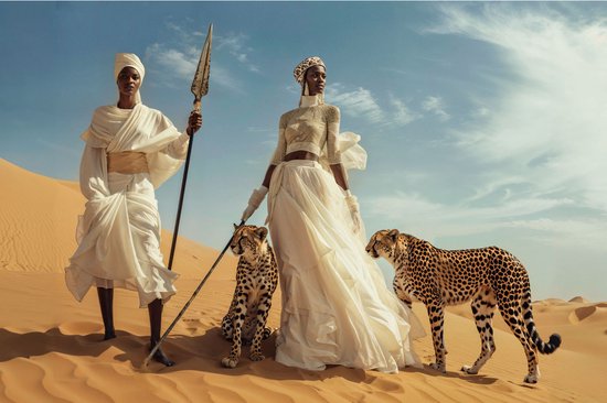 African Cheetah I - 150cm x 100cm - Fotokunst op akoestisch schilderij | Wanddecoratie