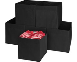 MATANA 6 Opvouwbare Kubus Opbergdozen voor Kleding, Speelgoed, Wasserij - Groot 33x33x37cm - Sterk & Duurzaam - Huis, Garderobe, Kinderkamer, Kantoororganisatie (Zwart)