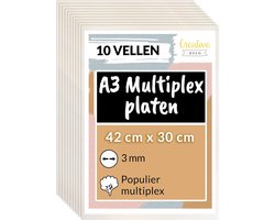 Creative Deco Multiplex Platen A3 3mm – 10 Stuks – Populierenhout