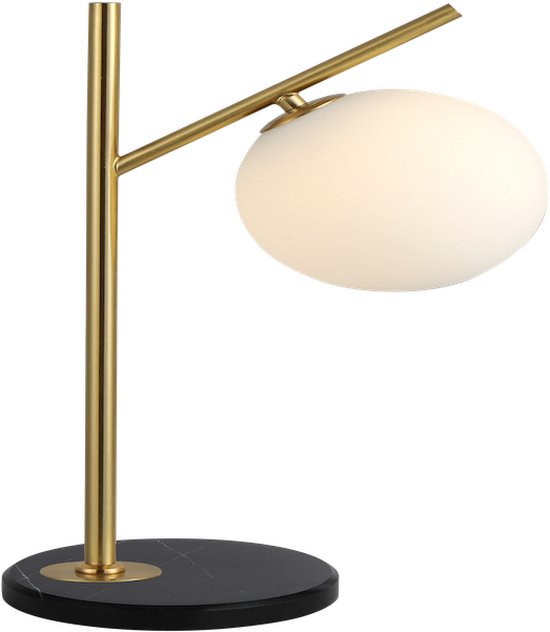 Tafellamp goud met marmeren voet - 1xG9