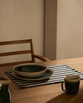 Kave Home - Set Selvana van 2 katoenen tafelkleden met beige en groene strepen