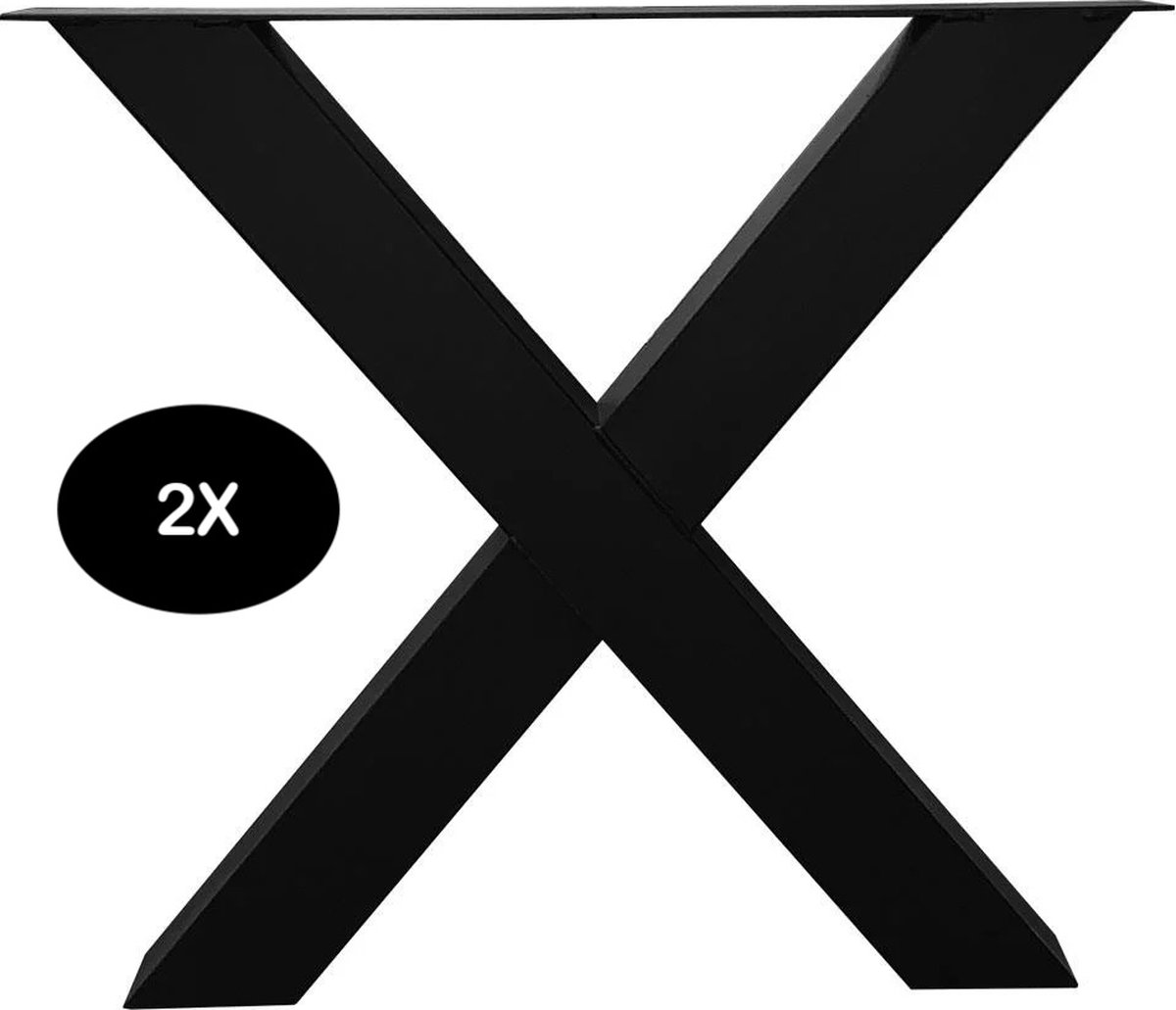 Colenis® - Torino - X Tafelpoot - 2 st. Stalen X Tafelpoten Zwart Koker (10x10cm) X - Metalen Tafel Onderstel X