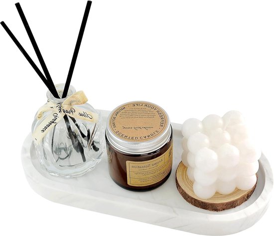 Dalle en marbre - plateau rectangulaire pour salle de bain et cuisine - décoration pour chambre - rangement cosmétiques et bijoux - plantes et bougies - plateau en marbre gain de place