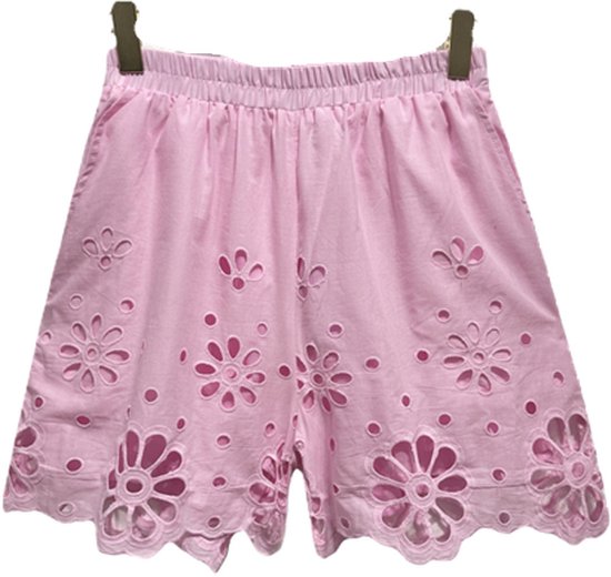 Dilena fashion short broderie embroid roze