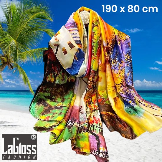 LaGloss® Luxe XL Bohemian Sjaal Geel - Winddicht & Zonbeschermend - Geel Kleurblok - 190 x 80 cm %%