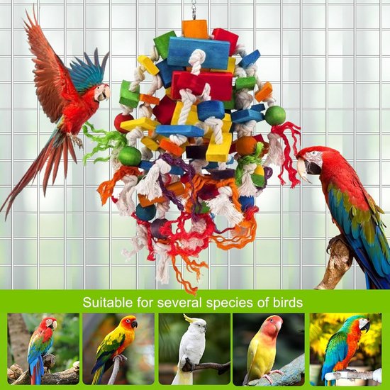 Allazone 7 stuks vogelspeelgoed, kauwspeelgoed voor vogels, schommels