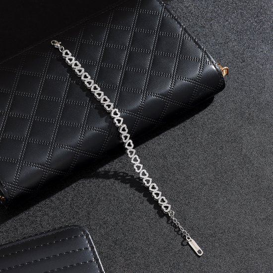 Malinsi Bracelet Femme Luv - Argent Plaqué Platinum 17-20.5cm Ajustable - Bijoux Bracelets Femme