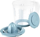 Bol.com Keeeper - Maatbeker met deksel en Citruspers - Antislip- 1L - 14x15cm - noords blauw aanbieding