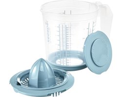 Keeeper - Maatbeker met deksel en Citruspers - Antislip- 1L - 14x15cm - noords blauw