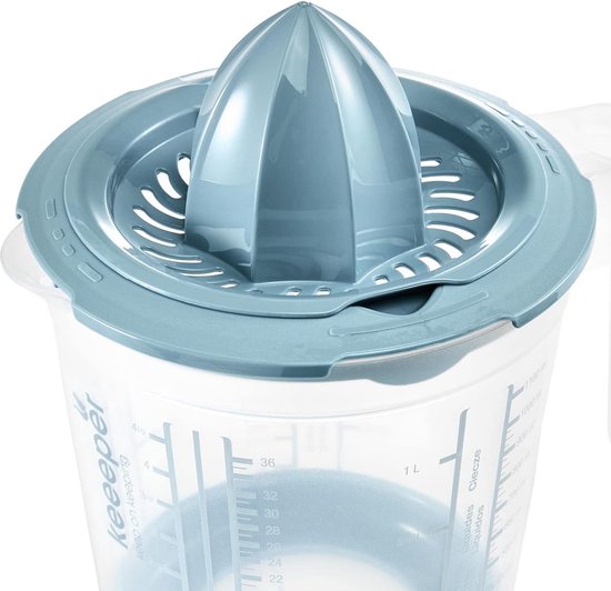 Keeeper - Maatbeker met deksel en Citruspers - Antislip- 1L - 14x15cm - noords blauw van Keeeper — afbeelding 2