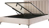 SEZANNE - Bed met opbergruimte - Taupe - 180 x 200 cm - Fluweel