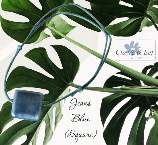 Clayre & Eef - Adjustable armband - Jeans Blue – Vierkant - Hand Made Keramiek – volwassenen jeugd – unisex – casual