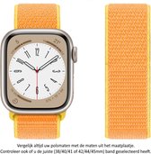 Geel / Oranje Nylon Horloge Band geschikt voor Apple Watch 1, 2, 3, 4, 5, 6, 7, 8, SE & Nike+, 42mm, 44mm & 45mm "Mannenbreedte" Series - Zacht Geweven Nylon - 42 mm, 44 mm en 45 mm - yellow orange
