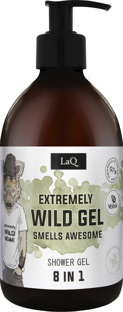 LaQ Wild Boar Shower Gel – Vegan Douchegel Mannen – Geur van Wilde Avonturen – Natuurlijke Ingrediënten – 500ml