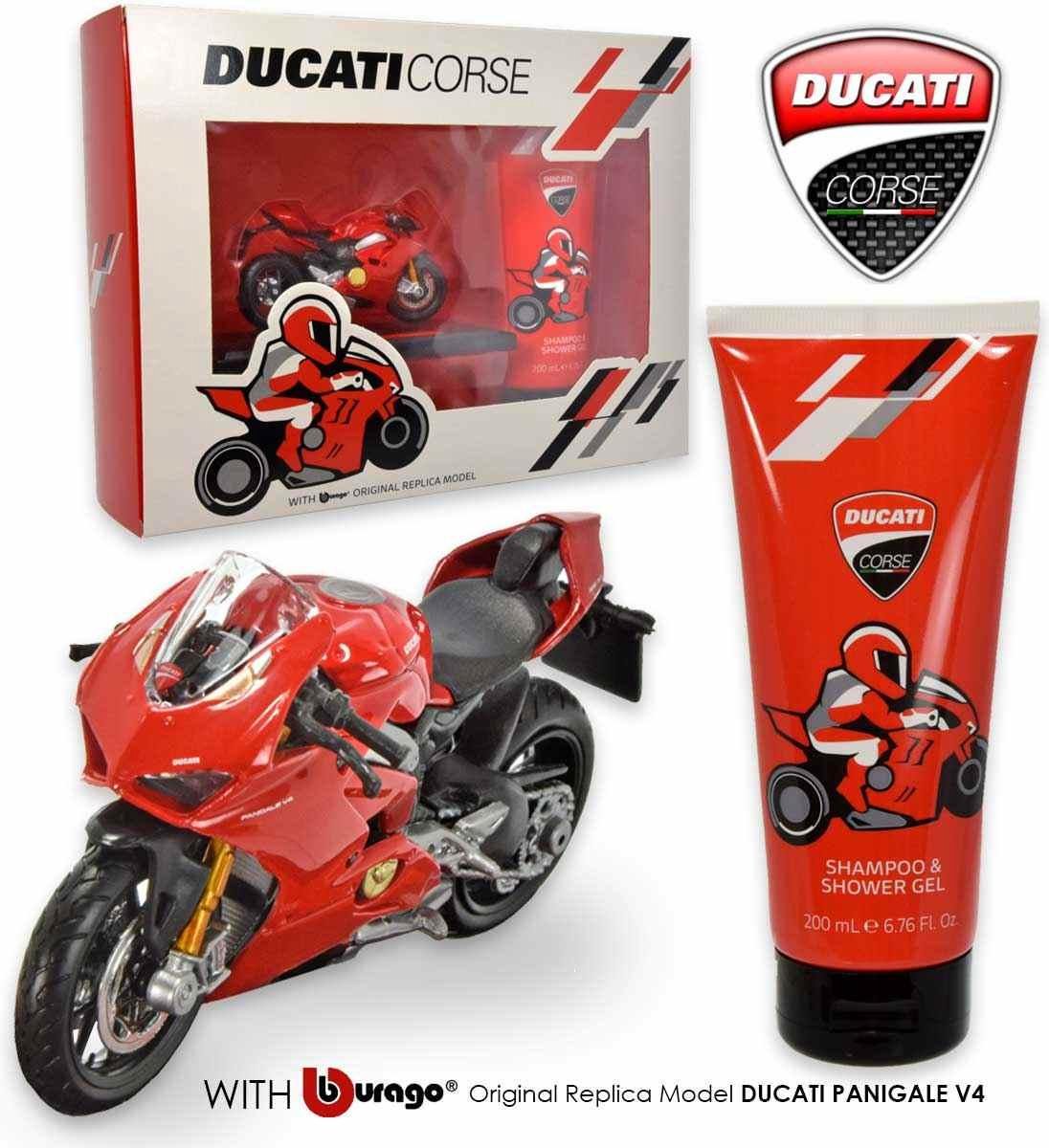 Goedkoopste DUCATI Giftsset voor kinderen. 200ml douchegel en een leuke Ducati motor miniatuur