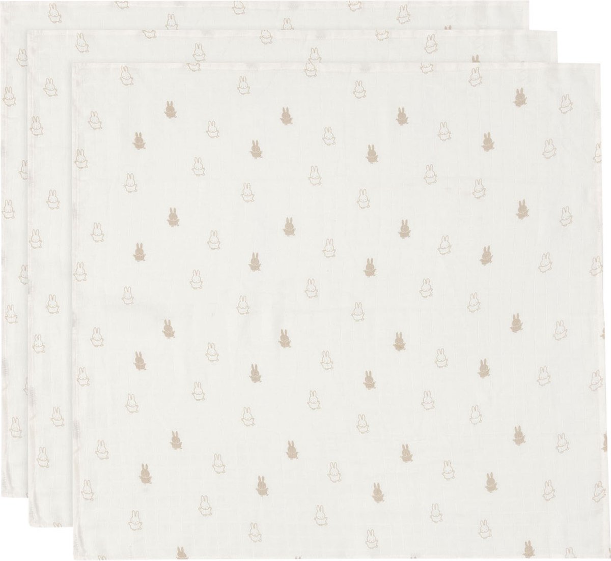 Goedkoopste Jollein x Nijntje - Hydrofiele Doek Small 70x70cm - Inbakerdoek, Spuugdoekjes, Baby Doeken - Zacht Katoen - Happy Miffy - Nougat - 3 Stuks