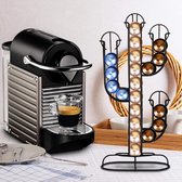 Capsulehouder koffiecapsulehouder vorm cactus dispenser standaard van metaal 40 zits kleur zwart formaat 42 x 10 x 19,5 cm modern design