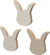 Cam Cam wandhaakjes hout set van 3 dieren - konijn