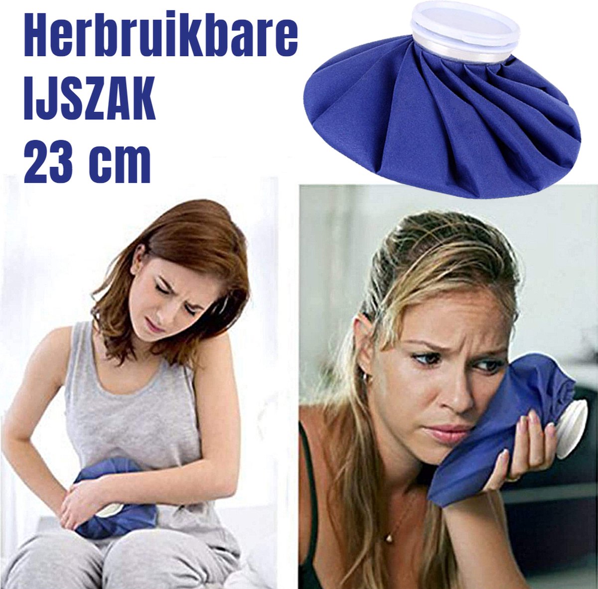 Goedkoopste Allernieuwste.nl® IJszak Herbruikbaar voor Warme en Koude Therapie - Knie Hoofd Been Letsel Pijnbestrijding IJzak - Maat M, 23 cm - Blauw