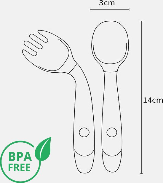Allernieuwste.nl® 2 Sets Van 3-DELIG Buigbaar Kinderbestek Buigbare Lepel en Vork Vaatwasserbestendig - BPA Vrij - kleur BLAUW van Allernieuwste.nl® — afbeelding 2
