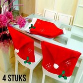 Allernieuwste ® 4 Pièces LUXE Housses de siège de Chaise de Noël Flocon de Neige - Décoration de Chaise de Chapeau de Père Noël - Housse de Décoration de Chaise de Dîner de Noël - Housse de Dossier Housse de Siège - 65x50cm Rouge Wit Vert