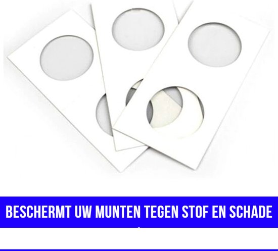 Allernieuwste.nl® 100 stuks Kartonnen Munthouders Te Nieten - 23 mm Beschrijfbaar Karton - Munt Houders Wit 23 mm