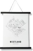 Westland gemeentekaart poster A3 wit | Incl. magnetische posterhouder van vtwonen